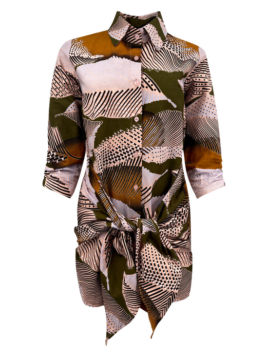 Cream and Green Abe shirt dress